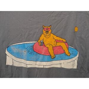 Comfort Wash By Hanes Mens Gray T Shirt Size M Pool Bear Chilling